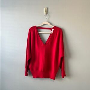 Chic Red V-Neck Sweater for Women